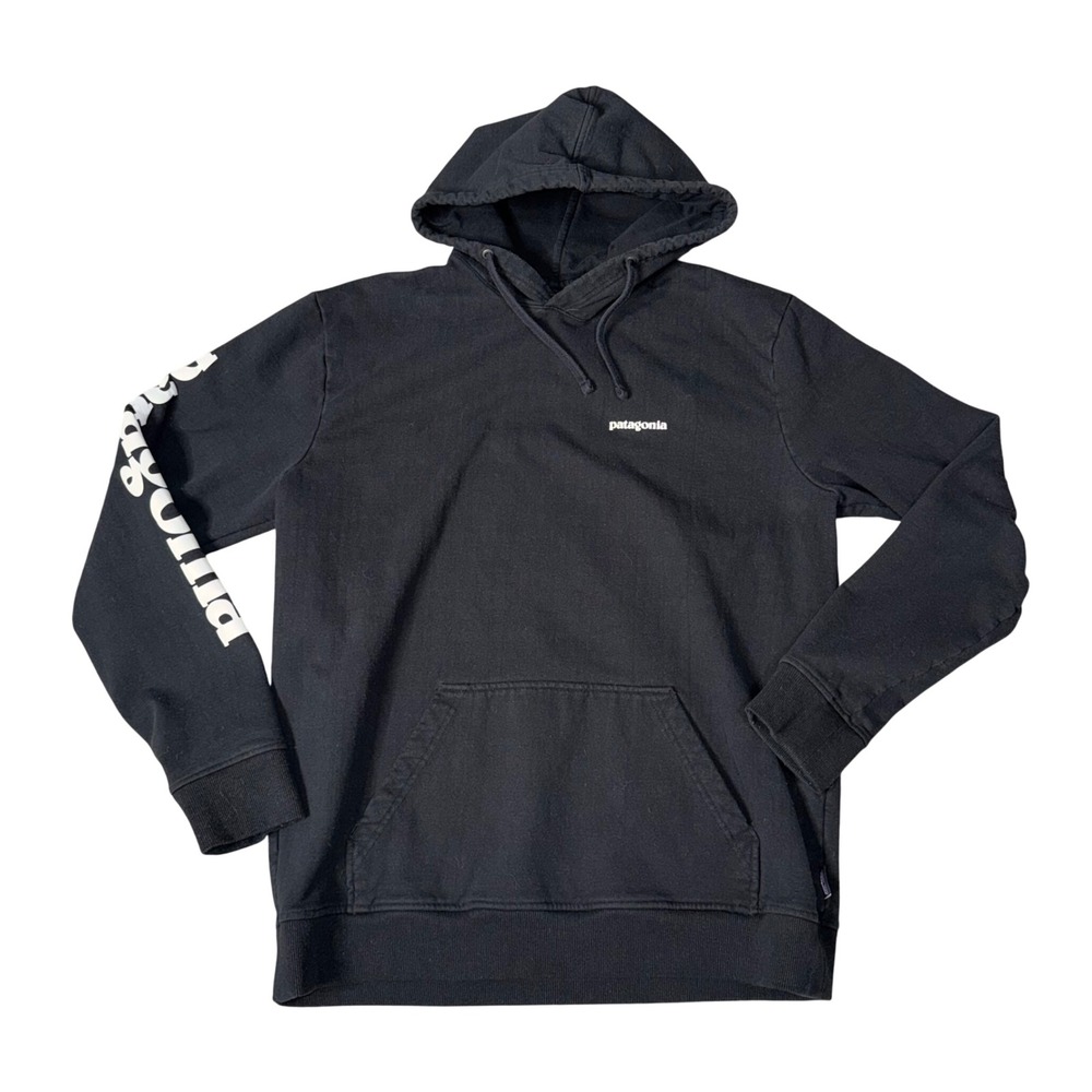 Patagonia Uprisal Hoody Mens XL Black Excellent Sleeve Logo Pullover Sweatshirt